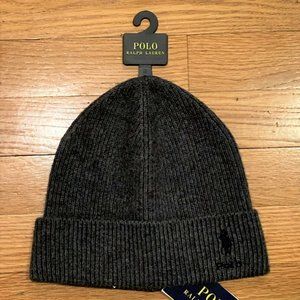 Polo Ralph Lauren Men's Beanie Skull Cap Grey Navy Big Pony